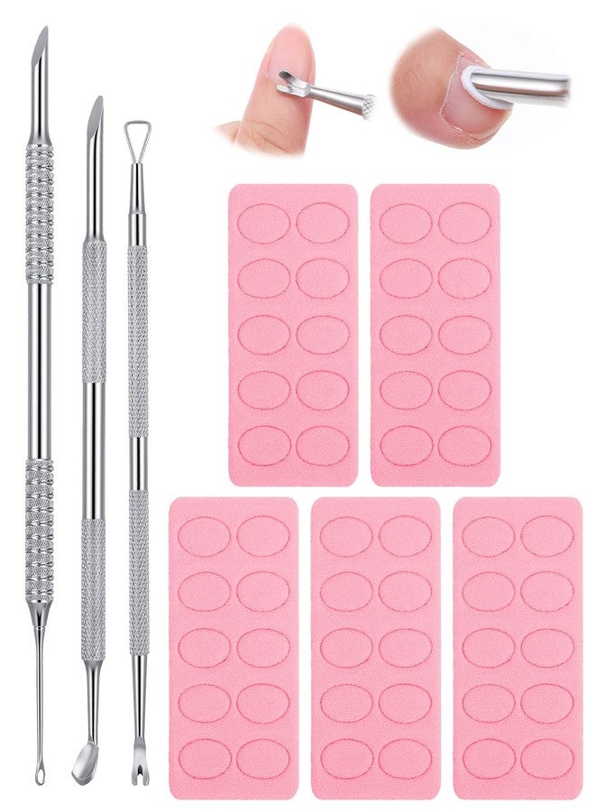 DOPENSPI 3PCS Dual Ended Cuticle Pusher, Pre-treatment Cuticle Remover with 5 Sheets Sandpaper 180 Grit Sanding Pads Pre Polishing Manicure Treatment Tool for Nail Art Dead Skin Remover Salon Home Use - Image 1